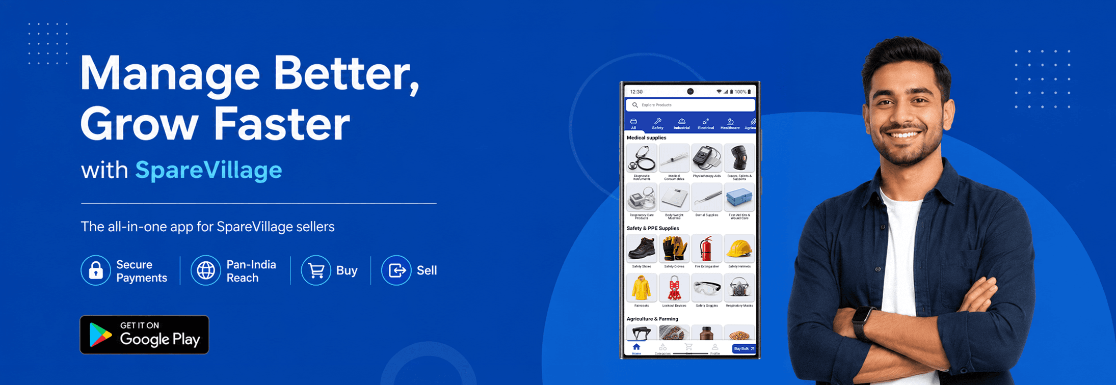 Manage orders, inventory and business with SpareVillage app
