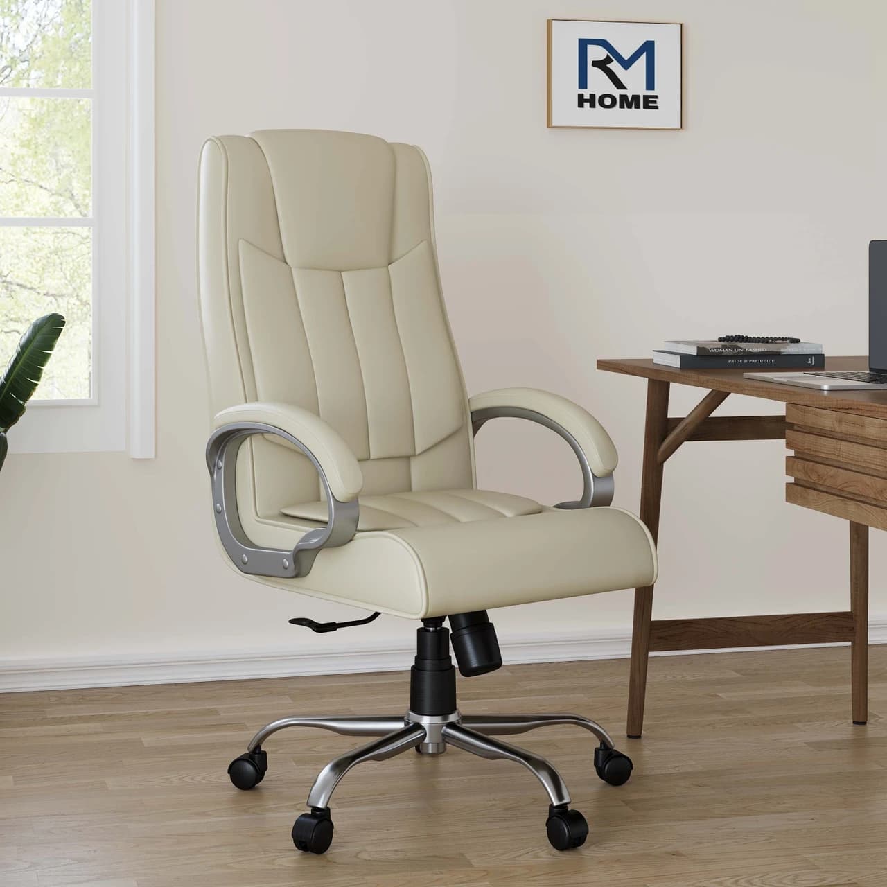 RM HOME Linea High Back Ergonomic Revolving Chair Fabric Office Adjustable Arm Chair (Grey, Optional Installation Available)(Linea IR4)