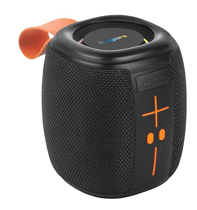FINGERS SoundNugget-BT6 Bluetooth Portable Speaker (Compact, RGB Lights, 12-hour Playtime, Bluetooth® | FM Radio | MicroSD | USB, Multi-Point Connectivity, Splash Resistant - IPX4 Rating) – Rich Black