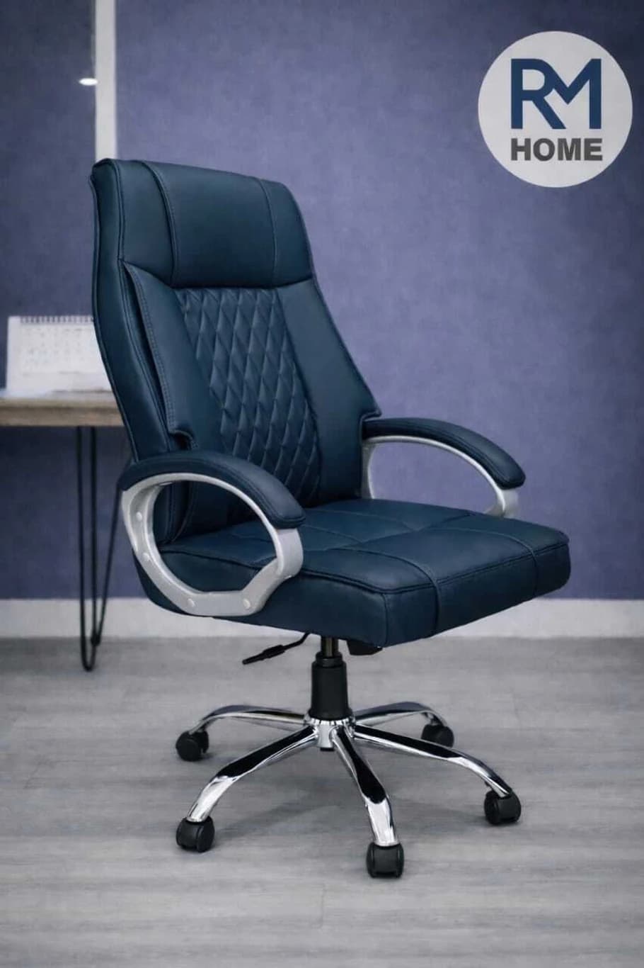 RM HOME RM ROYAL Leatherette Office Executive Chair (Blue, Optional Installation Available)