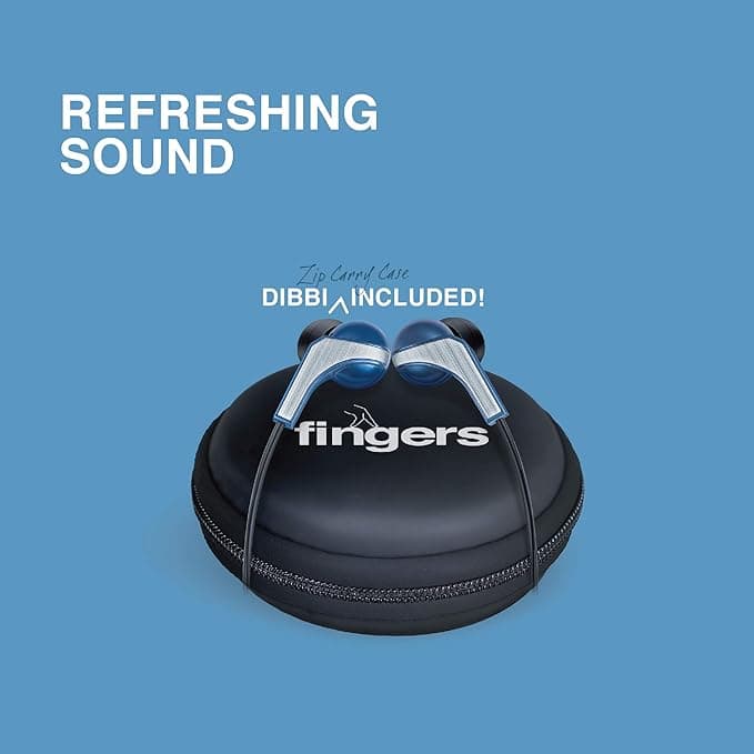 FINGERS SoundBoomerang Wired in-Ear Earphones with Mic (Bundled with Free Zip Carry Case & Golden L-pin Connector) (Imperial Blue + Silver)
