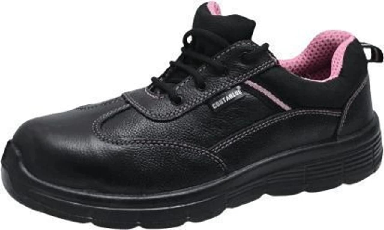 Contablue Steel Toe Genuine Leather Black Safety Shoe, size 2(AG-Female)