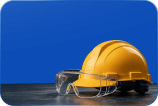 Safety helmet and protective glasses