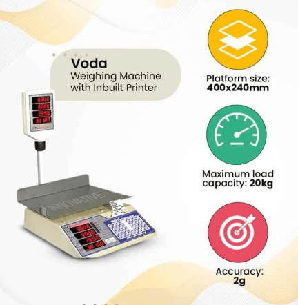 Voda 20 Kg Price Computing Weighing Machine with Inbuilt Printer with 1 Year Warranty VSJ-30 KG PR(VSJ-30 KG PR)