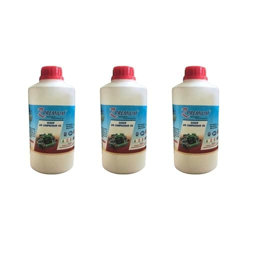 ZPremium Screw Air Compressor Oil, 1 Litre, Specially Formulated Lubricant for Screw-Type Air Compressors, Ensuring Excellent Wear Protection, Oxidation Stability, and Long Service Life (Pack of 3)