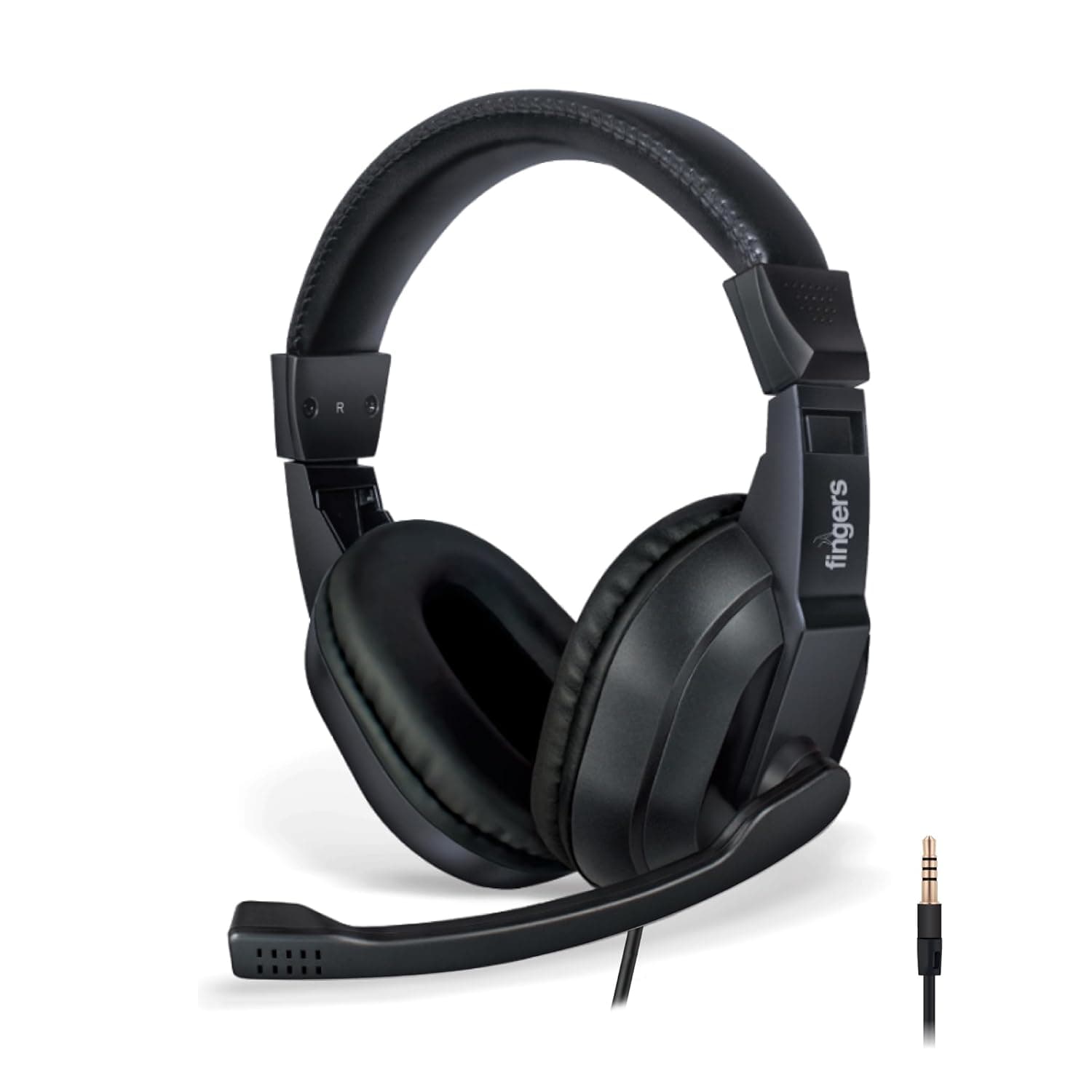 FINGERS S10 Wired On-Ear Headphone with Adjustable Mic - 40 mm Powerful Drivers & Inline Volume Control (Black)