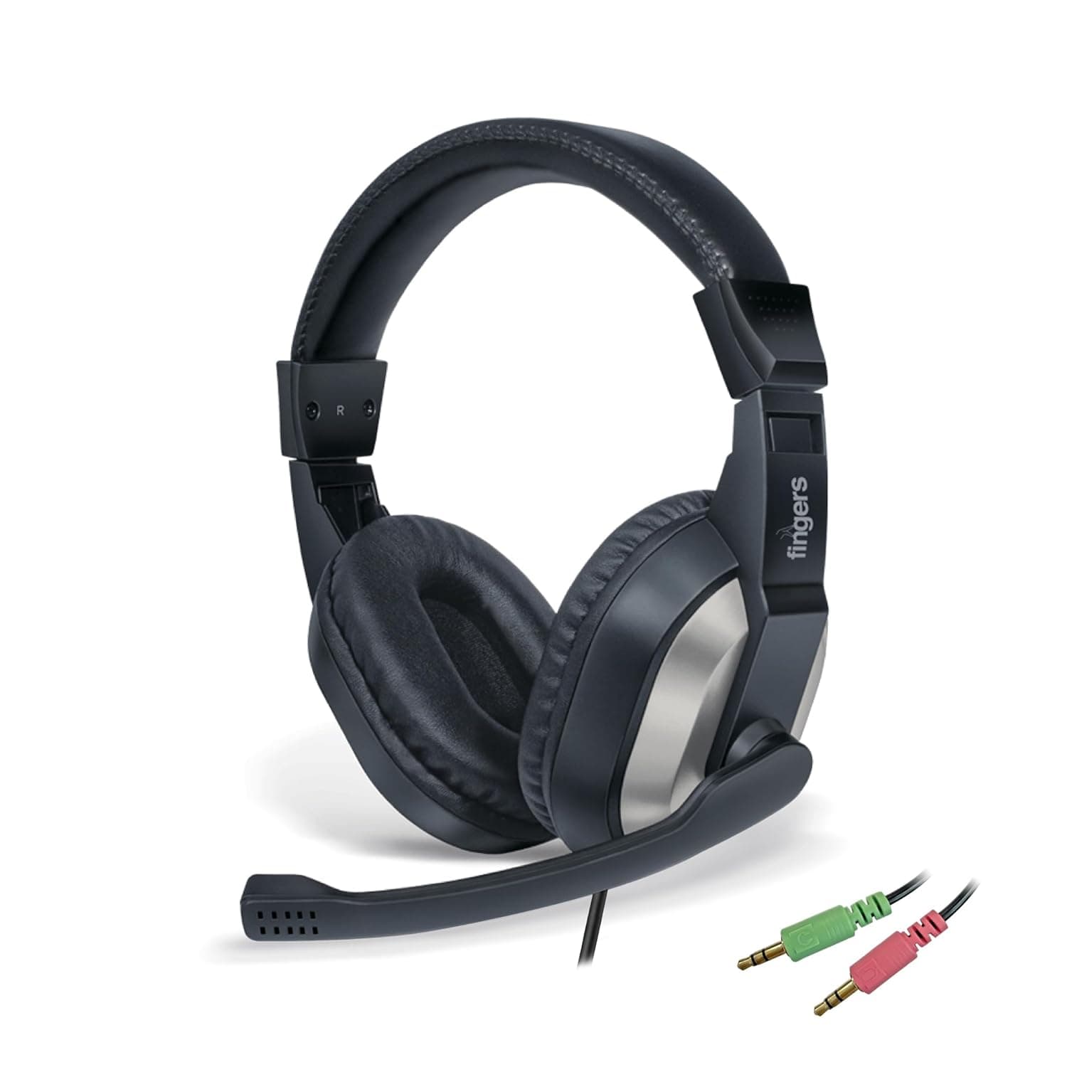 FINGERS F10 Wired Headphone On-Ear with Built-in Adjustable Mic (Crystal Clear Sound, 40 mm Powerful Drivers, Dual 3.5 mm Connectors for Laptops/PCs)