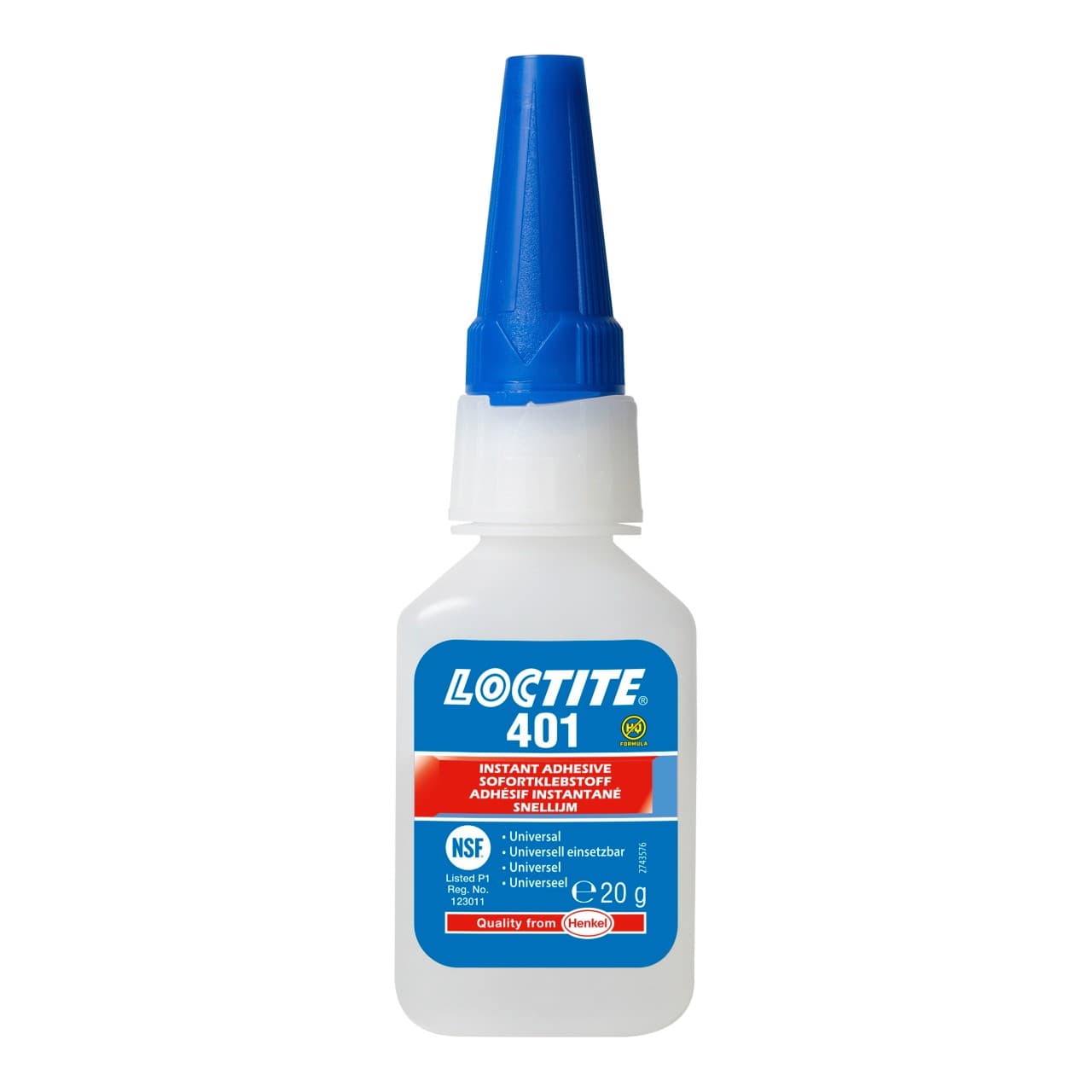 Loctite 401 Instant Adhesive 20g, Transparent, for Plastic, Metal, Wood, Rubber, Leather, Fabric, Fast Bonding, High Strength