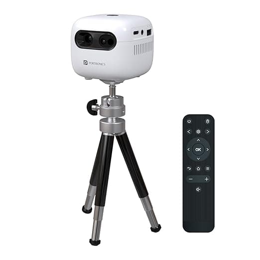 Portronics Pico 14 Rechargeable DLP Mini Projector | Android 13 | 720p Full HD | 1600 Lumens | Upto 100" Display | Auto Keystone & Focus | Wi-Fi/Bluetooth 5.4/HDMI/Type-C | 3W Speaker | White