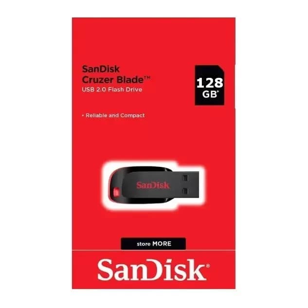 Sandisk Cruzer Blade 128GB USB 2.0 Flash Drive/Pen Drive – 1 Piece