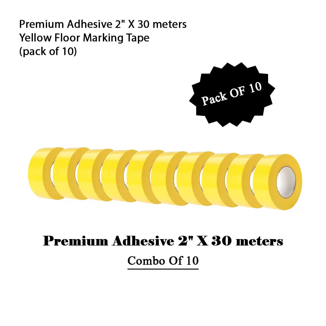 Premium Floor Marking Tape (Yellow) 2″ X 30 Meter – Pack of 10