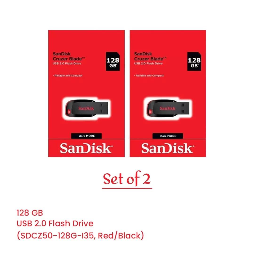 Sandisk Cruzer Blade 128 GB USB 2.0 Flash Drive/Pen Drive – Pack of 2