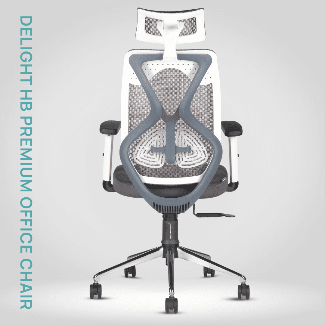 HUMAN METHOD DELIGHT Series Revolving Office Chair Ergonomic High Back with Multi Lock & Seat Slider White & Grey, HMDL01-PR12